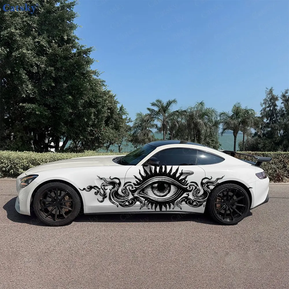 

2pcs Totem Demon Eye Wild Blade, Durable, Fade-resistant, Enhance Vehicle Aesthetics With Bold Artistic Design Car Vinyl Wraps