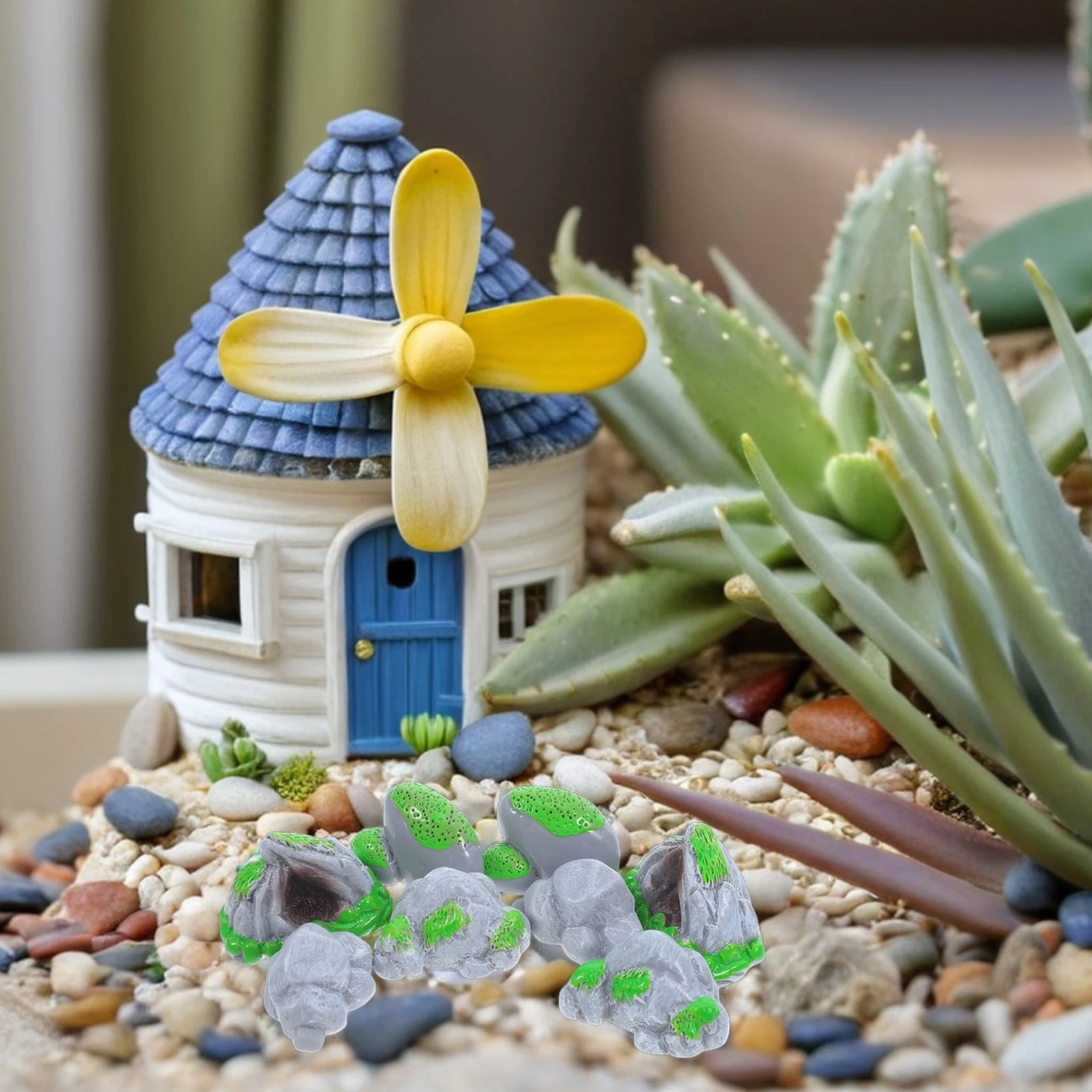 

8 Pcs Micro L Gardening Resin naments Mini Rocks Artificial Moss Stone Decorative DIY Craft Resin Garden Decor Home Office