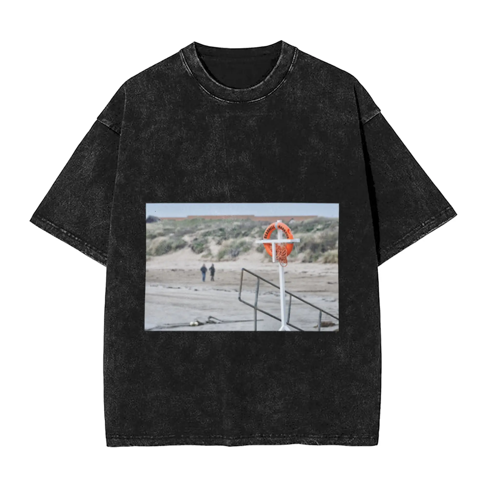 Beadnell harbour beach - Northumberland Unique Comfort A T-Shirt Oversized Short Sleeve Men's Women's Cotton Tees Tops