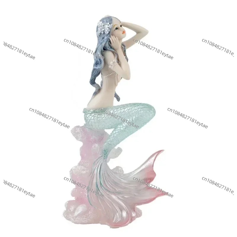 Exquisite Resin Mermaid Coral Figurine, Handcrafted Sea Wave Ornament for Home, Car, Girls Gift