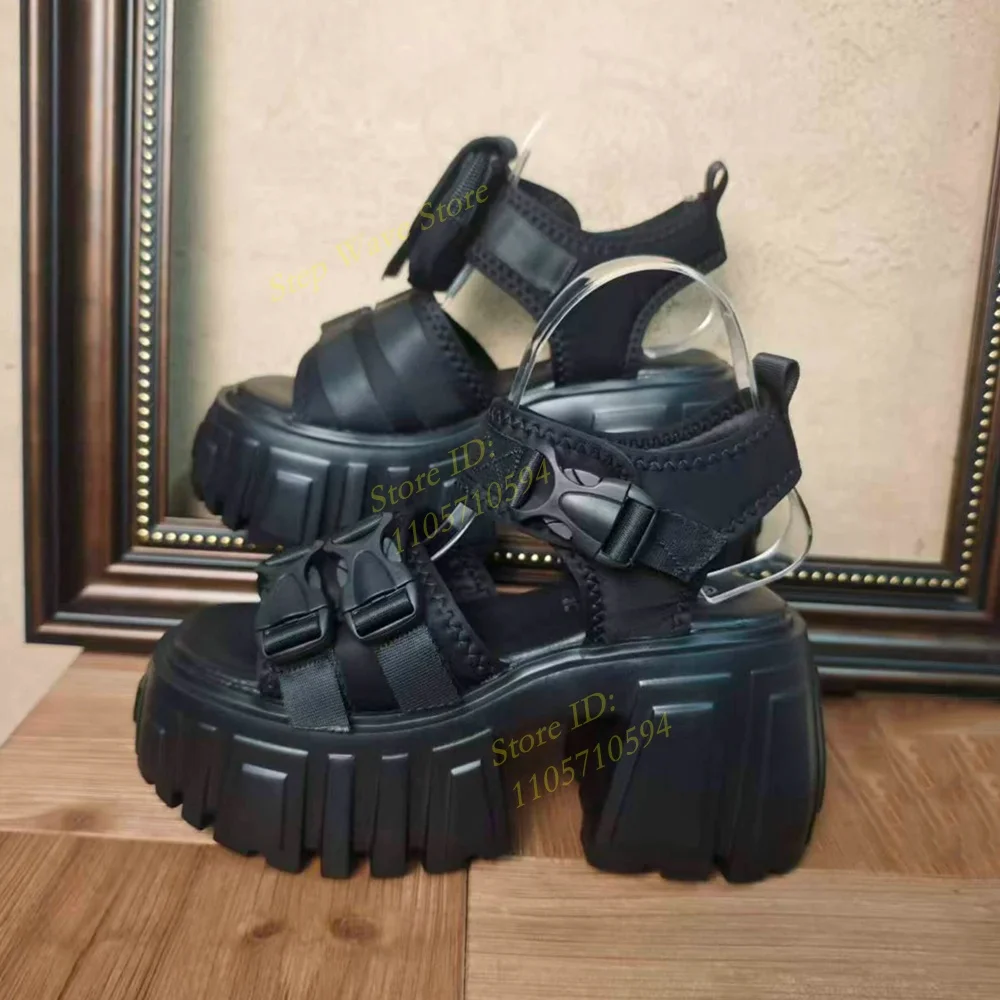 Thick Sole Block High Heel Sandals Ankle Buckle Strap Open Toe Black Handmade Runway 2026 Summer Women Dress Shoes Custom Made view 4