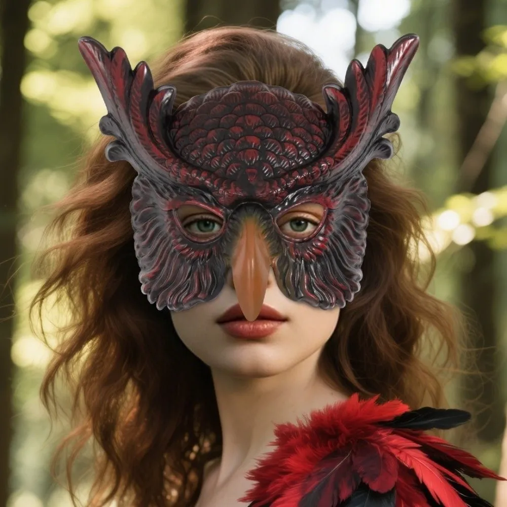 Accessorio per feste Design realistico Maschera da gufo Materiale PP Maschera per uccelli Maschera a pieno facciale Maschera da ballo Maschera in maschera stile spaventoso Mardi Gras