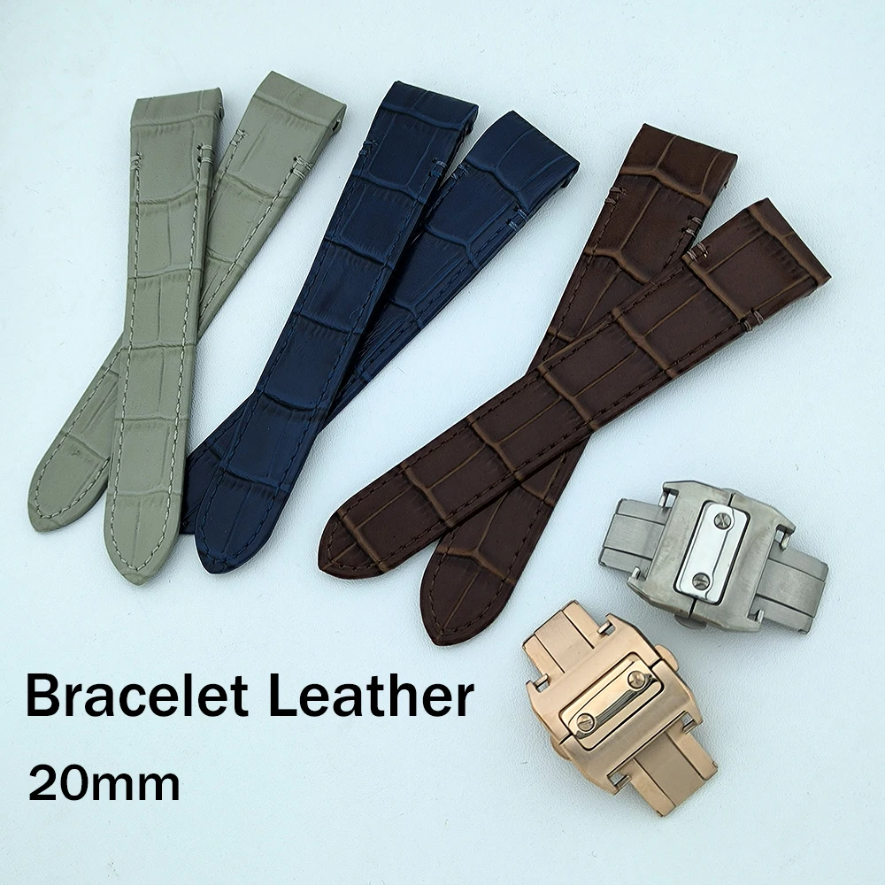 20mm leather bracelet butterfly buckle men's watch accessory 38mm square case suitable for NH series movement watches
