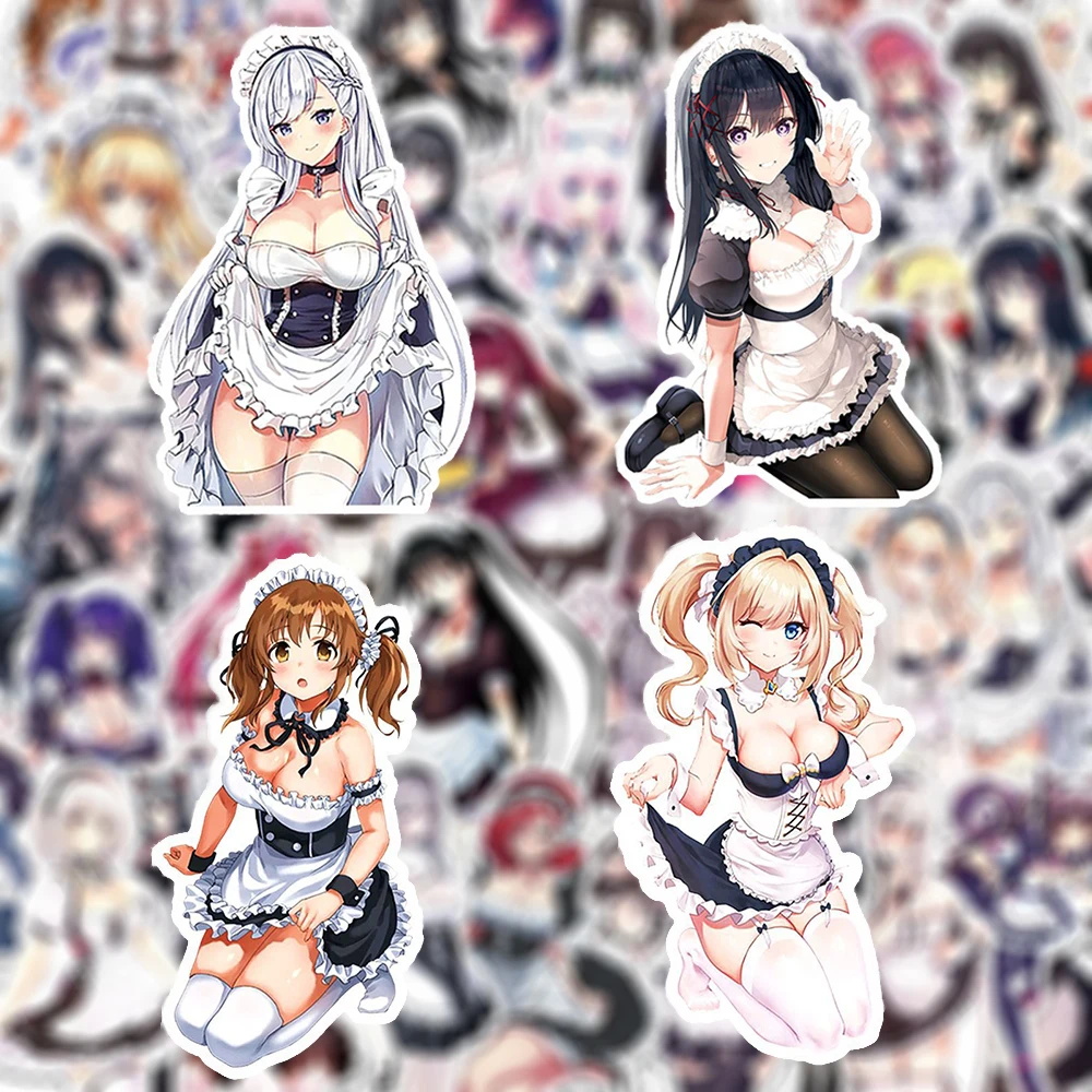 

10/30/50pcs Cute Sexy Anime Maid Stickers Cartoon Waifu Hentai Girl Decals Suitcase Motorcycle Phone Waterproof Graffiti Sticker