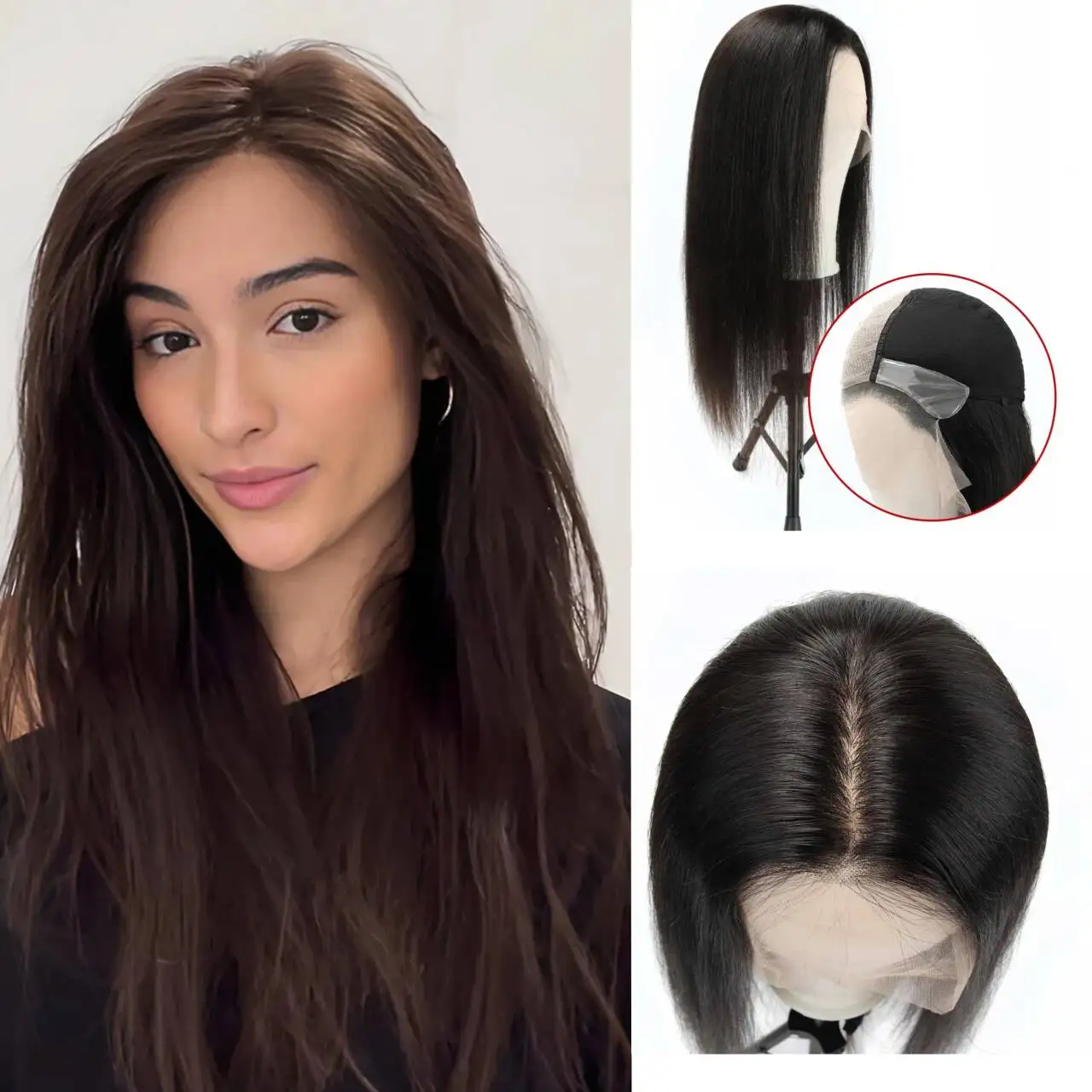 TUWG03 Women's Lace Frontal Wig Silk Top Human Hair Medical Wig for Thinning Hair Natural Looking Hair Replacement Solution