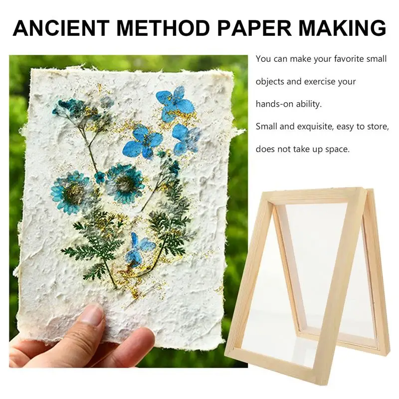 Paper Sieve Paper Making Frame Screen DIY Wood Paper Making Papermaking Mould Crafts Handcraft Paper Recycling Tool Wooden