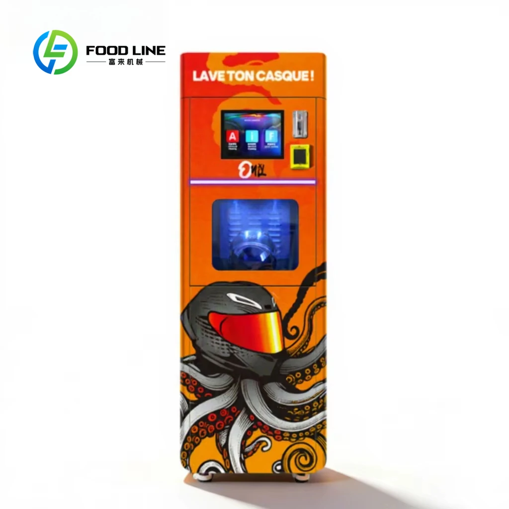 

Custom Helmet Cleaning Vending Machine SDK Enabled Customizable Design Coin QR Code Token Payment For Shopping Malls Gym Use