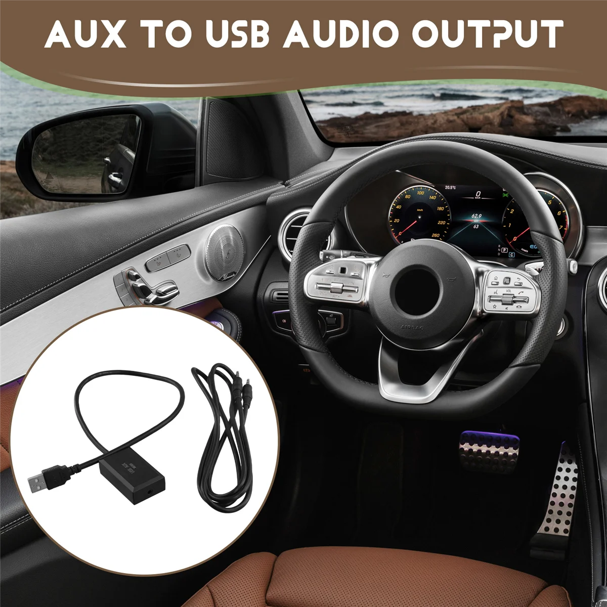 Pantalla de 7 pulgadas para coche, entrada de Audio AUX a salida de Audio USB, activador auxiliar para Mercedes Benz NTG 5,0, sistema