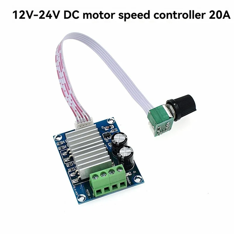 

ABSY 12-24V DC Motor Speed Adjuster, 20A PWM Controller With Temperature Regulation And Dimmer