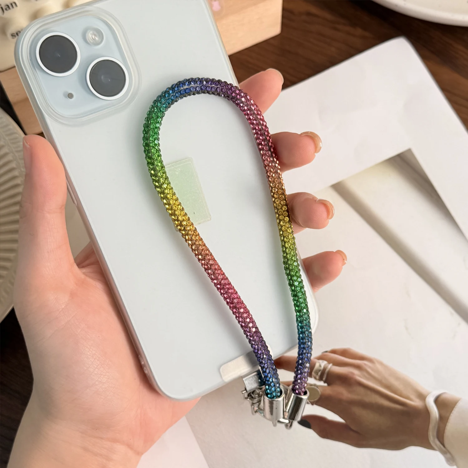 Shining Diamond Phone Lanyard Wrist Straps Glitter Flashy Rhinestone Phone Charm Chain for IPhone Samsung Crystal Hanging Rope - náhled 2