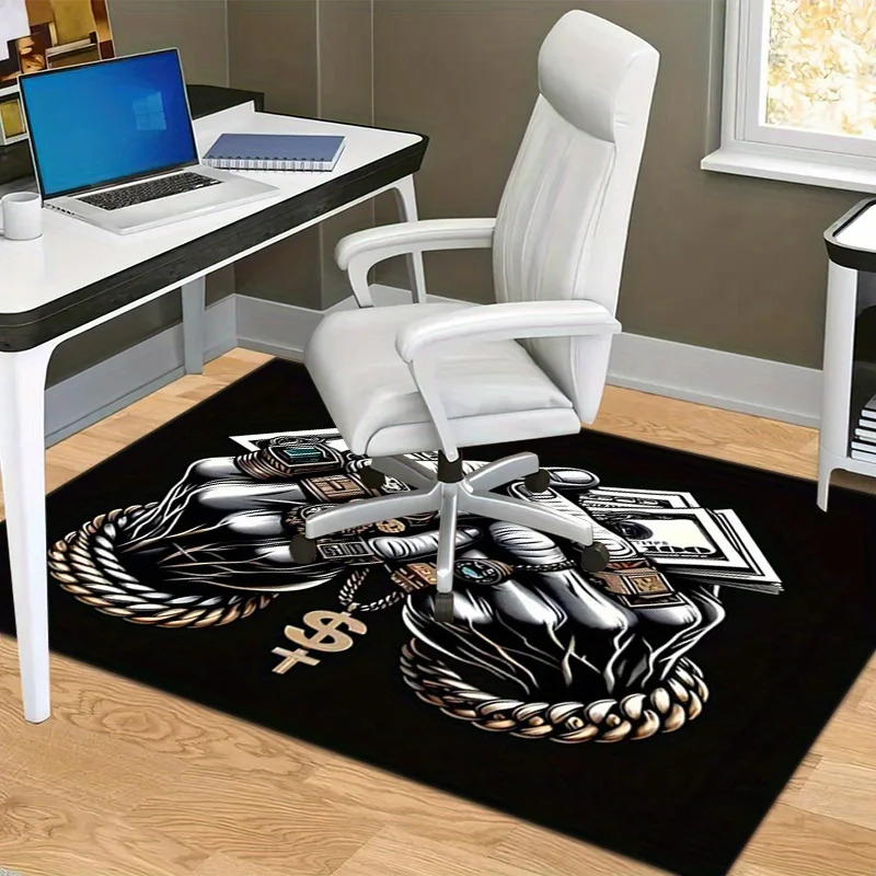 Money and Gold Chain Doormat - Hip Hop Bling Cash Rug, Luxury Street Style Floor Mat, Non-Slip, Multiple Sizes