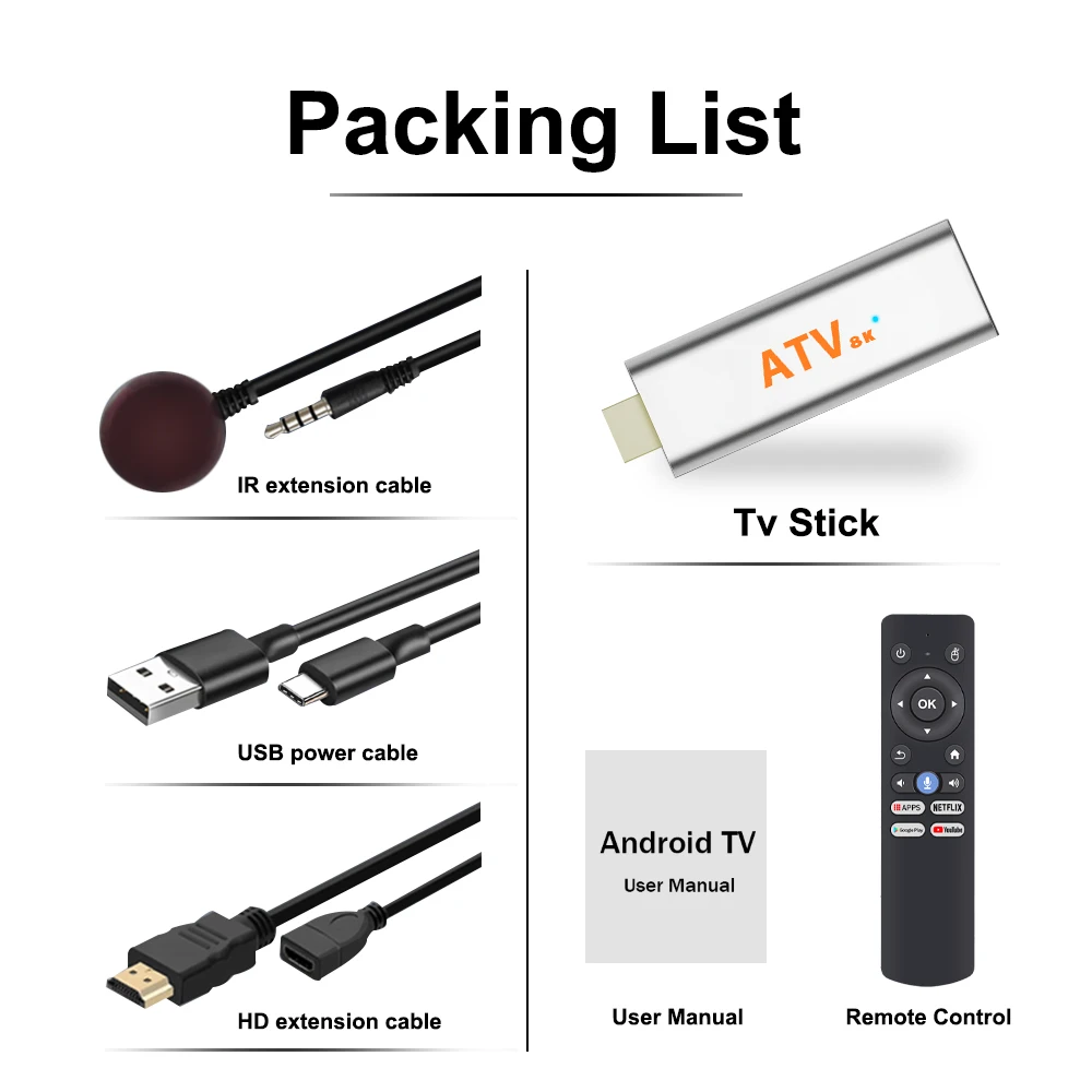 【2025 جديد】Android 14 TV Stick Allwinner H313 8K HDR10 Dual WiFi 2.4G&5G Bluetooth 5.4 Smart TV Box Media Player YouTube Netflix