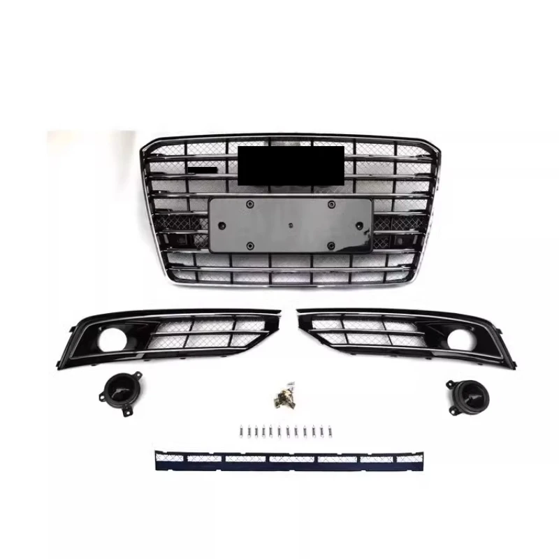 Car Front Bumper Grill For Audi A8 15-18 modified Fog light Frame Mask net Radiator Bottom Grille body Kit Car Accessories