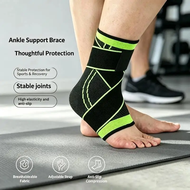 Ankle Brace Strap High Elastic Adjustable Breathable Compression Ankle Support for Basketball Running Sports