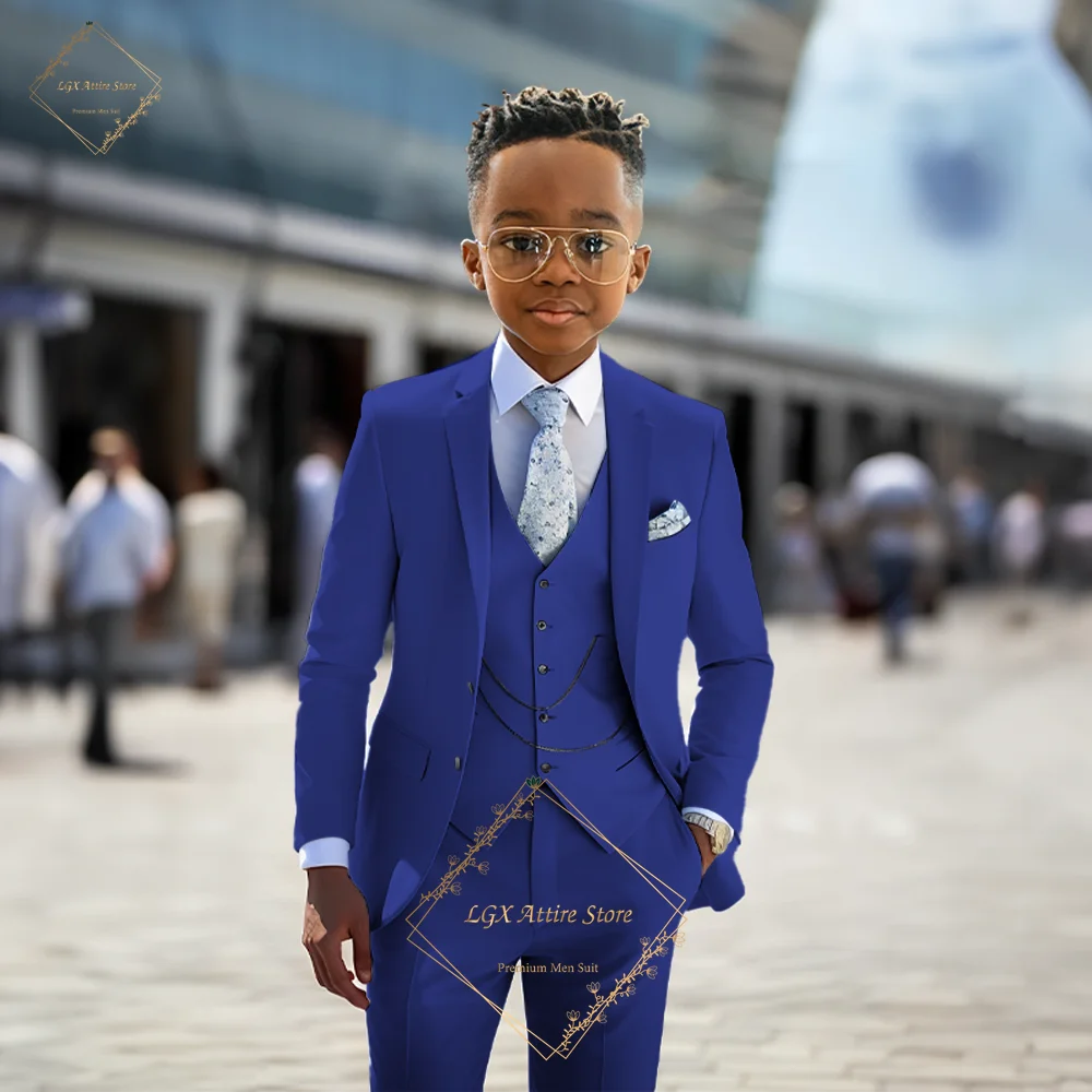 

Kid's 3-Piece Suit (Jacket + Vest + Trousers) – Comfortable Slim Fit, Ideal for Weddings, Parties & Birthday Ceremonies