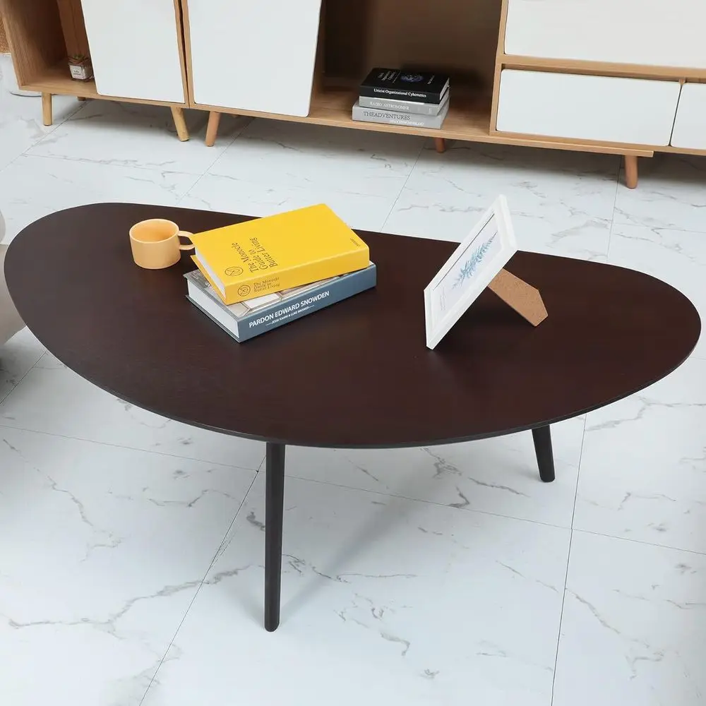 طاولة قهوة اسبريسو بيضاوية كبيرة للمساحات الصغيرة، 47.3 عرض × 23.63 عمق × 17.72 ارتفاع #4