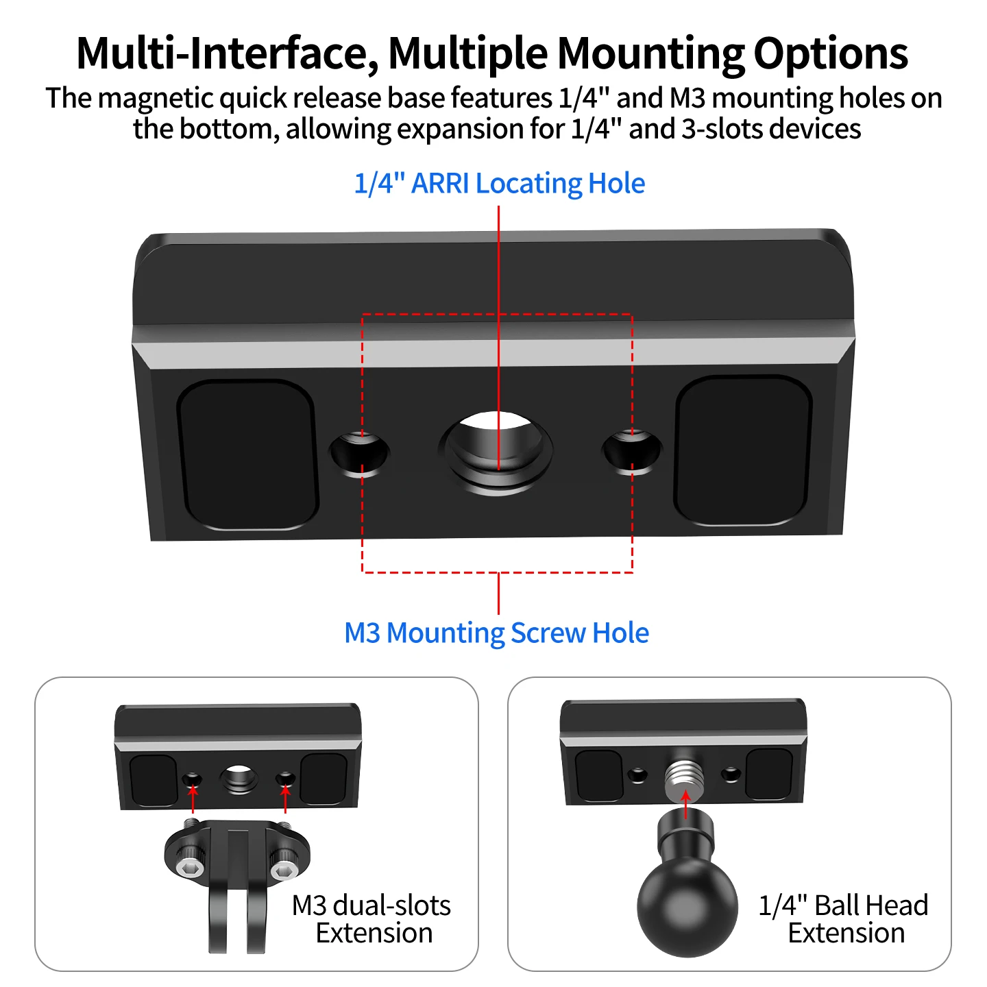 17mm Kugelkopf Magnetische Schnellwechselbasis für DJI Osmo Nano Multifunktionales Übertragungsmodul & Aufhellungslicht CNC Aluminium – Detail 8