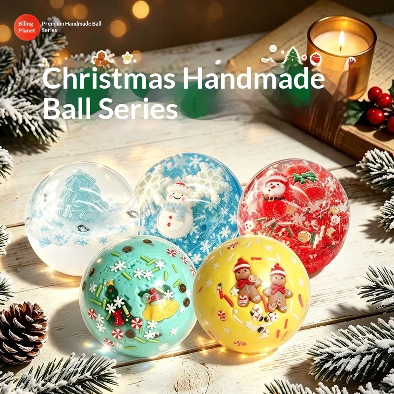 Biling Planet Christmas Squishy Toy Slow Rebound Stress Relief Handmade Squeeze Ball Fidget Sensory Toy For Adult Christmas