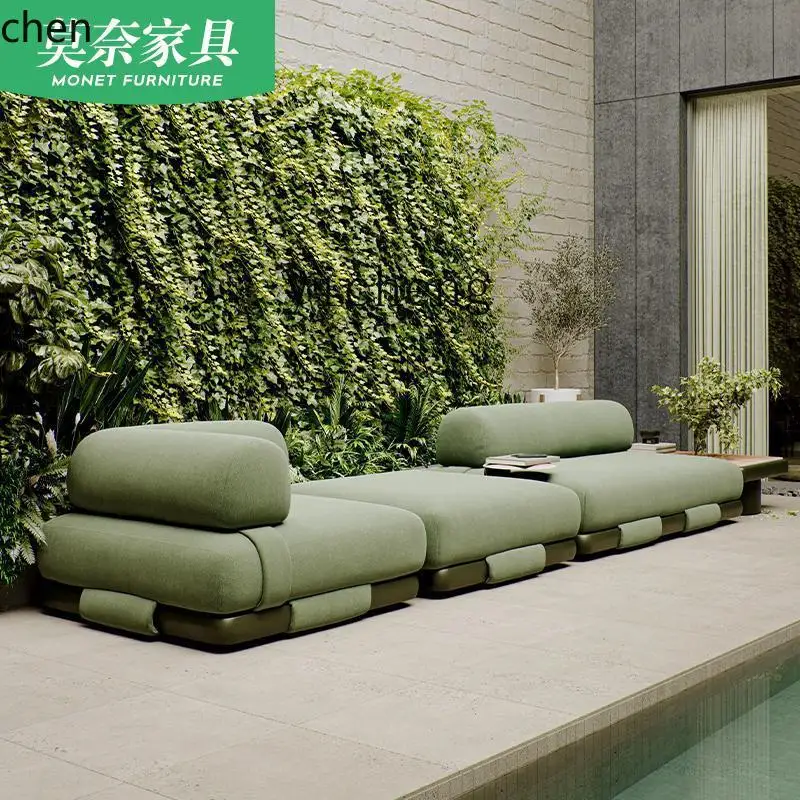 ZML outdoor sofa combination module bed coffee table villa balcony outdoor garden waterproof and sun protection light luxury