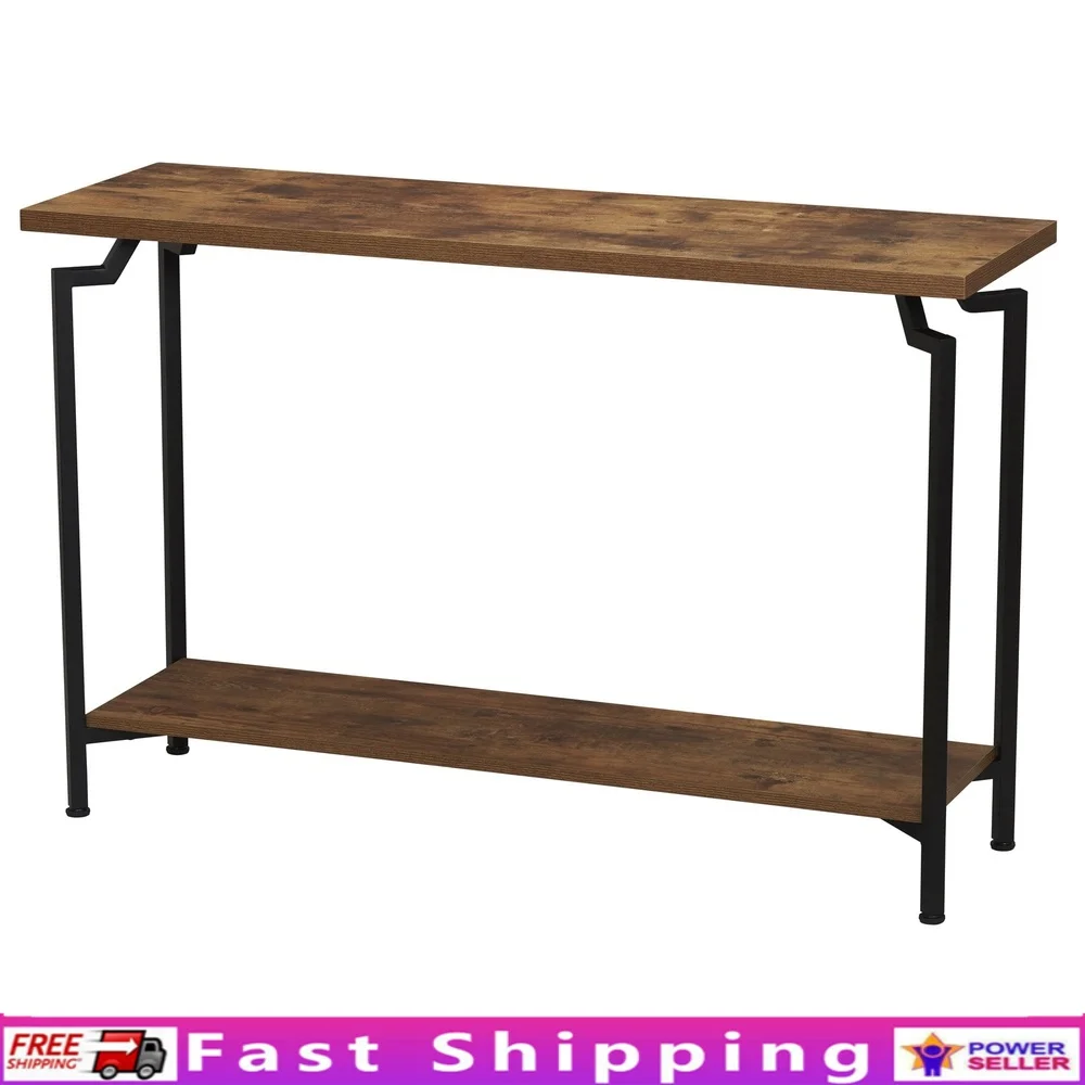 

Многоцелевой диван-стол с местом для хранения, консольный столик под дерево в деревенском стиле, регулируемые ножки, прочный металлический каркас, идеальная прихожая для жизни