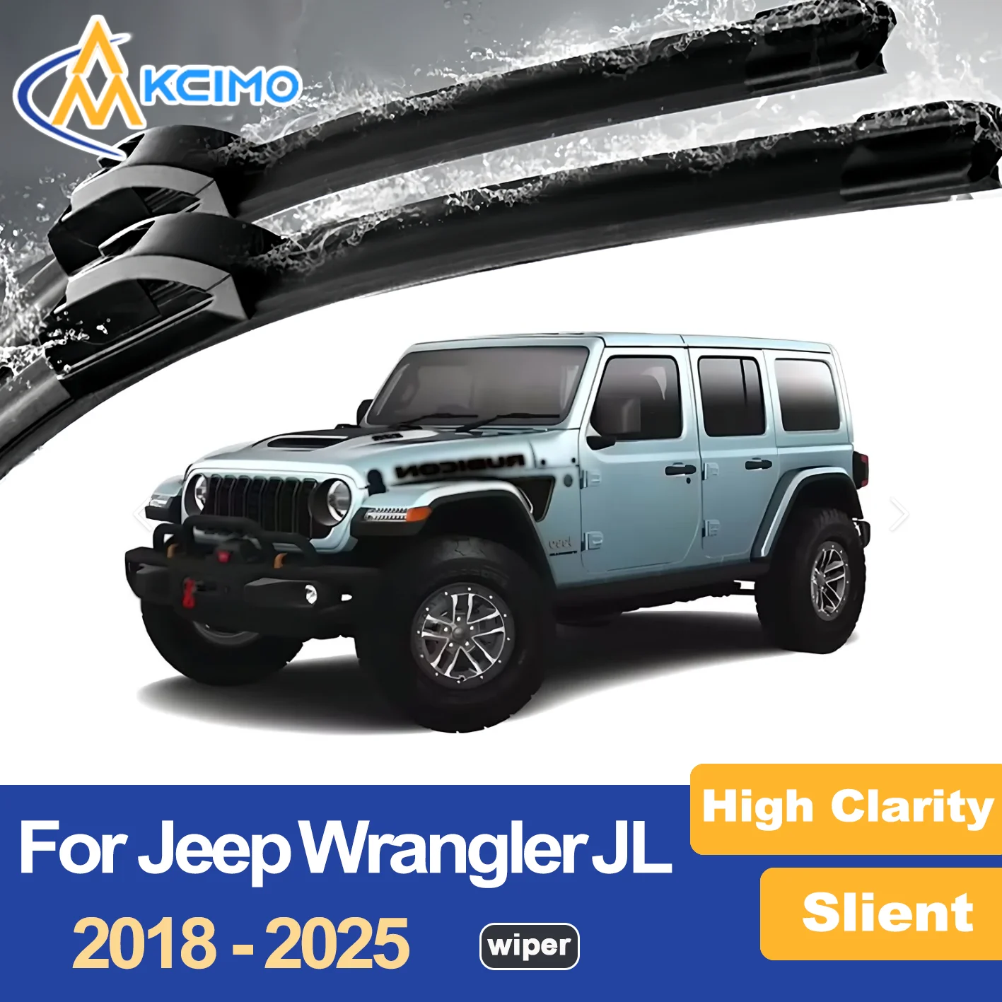 

Premium Wiper Blades for 2018-2025 Jeep Wrangler JL Streak Free Durable Ideal for Clear Visibility
