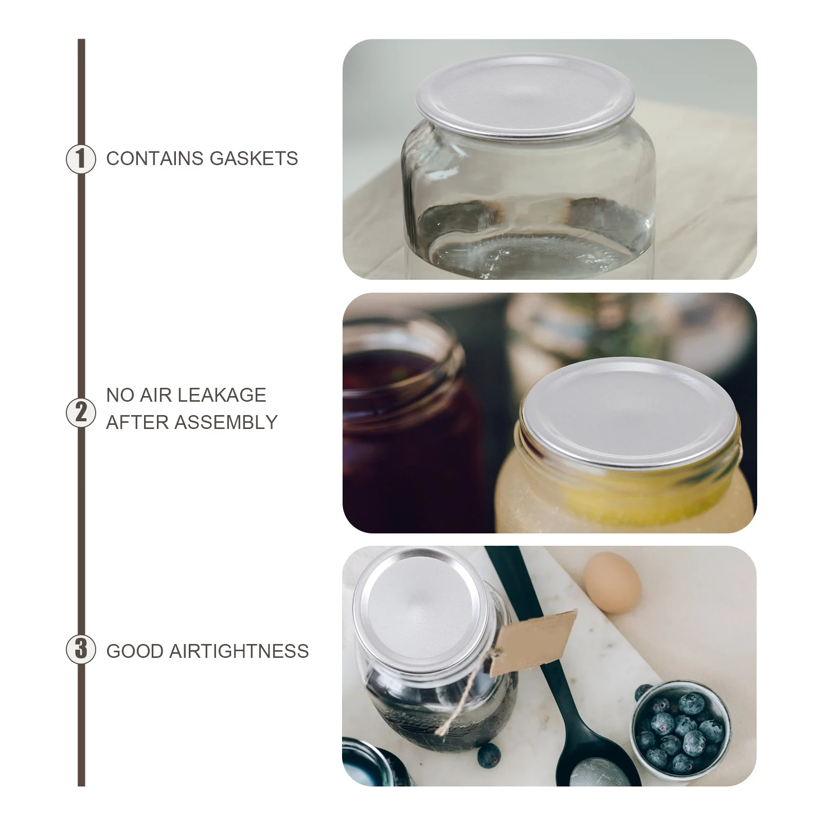 

24Pcs Makoutie Lid Discs Sealing Caps Leak-Proof Jar Covers for Home Mason Jar Storage Fresh Food Preservation