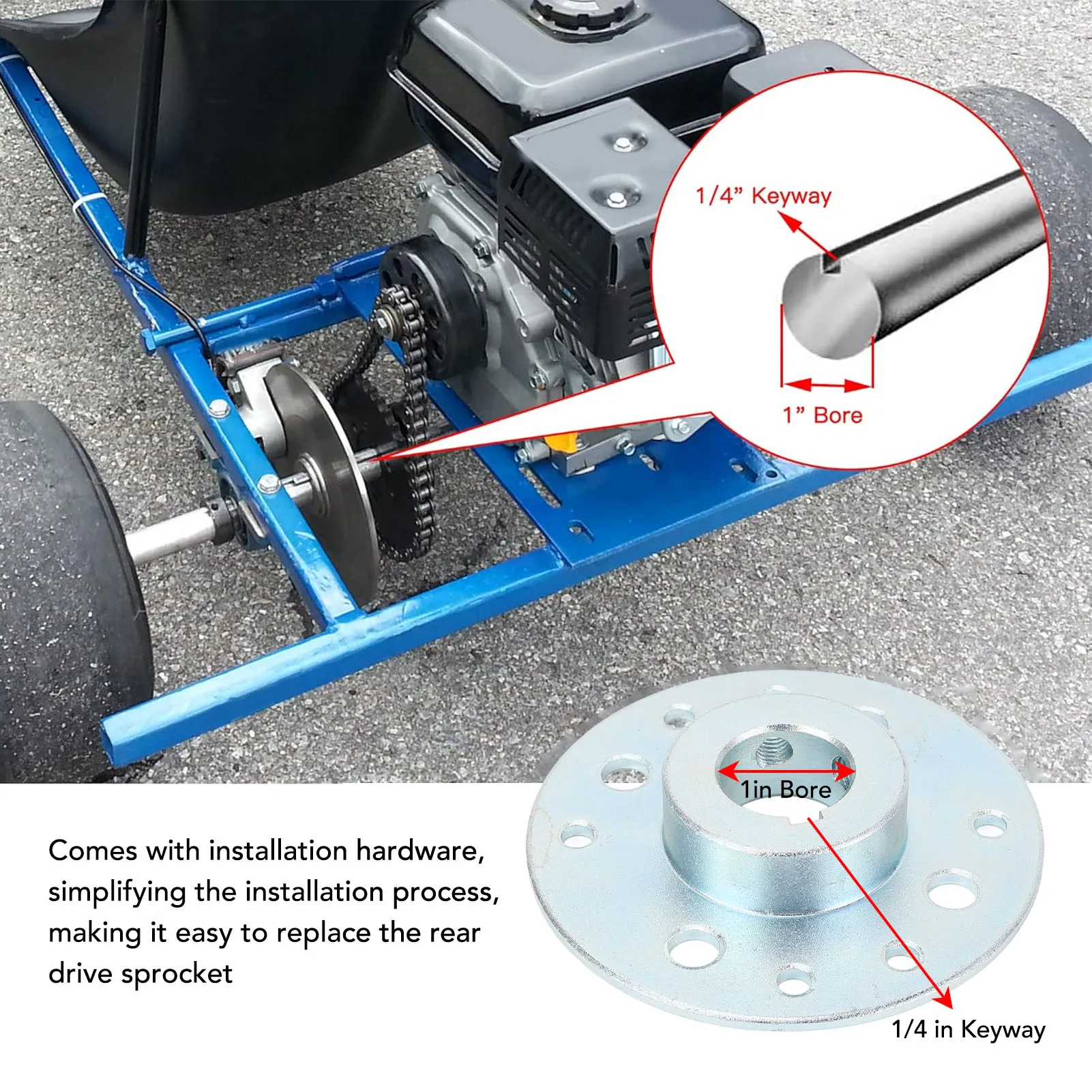 1-дюймовый адаптер звездочки для картинга со шпоночным пазом 1/4 дюйма для Predator 212cc 196cc 6,5hp Go Kart Dune Buggies