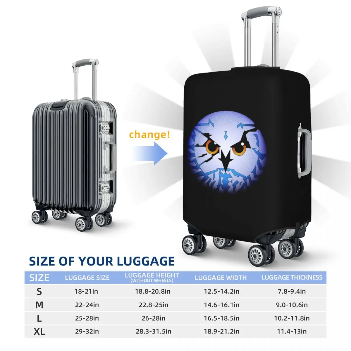 Amiga Psygnosis Owl Suitcase Cover Protection Elastic Trip Luggage Protector Covers for 18-32 Inch