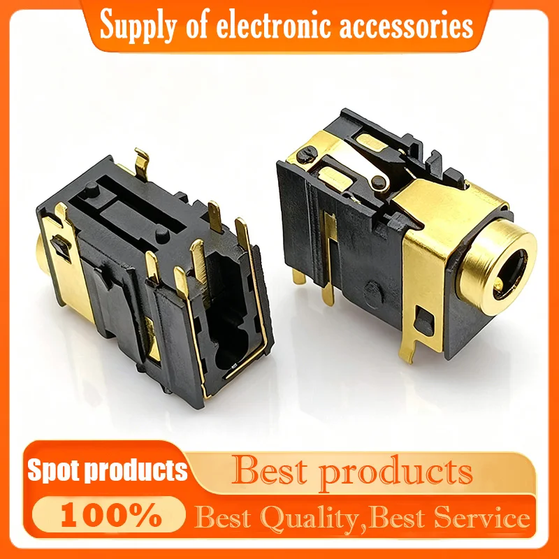 3.5mm headphone socket PJ-322D sound card accessory, live audio and video socket, gold-plated, horizontal seven-pin design