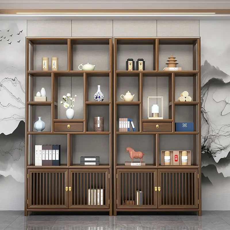 Elm partition ornament office tea room storage display cabinet bogu rack