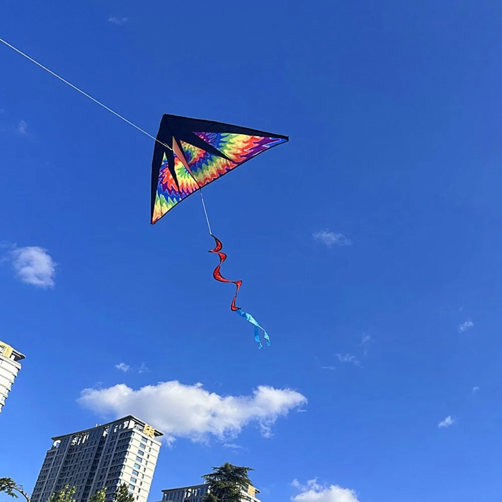 Easy To Fly Large Beach Delta Kites 1.22m Good Flying Children's Kite Spiral Tail with 100 Meter Kite String Outdoor Flying Toy