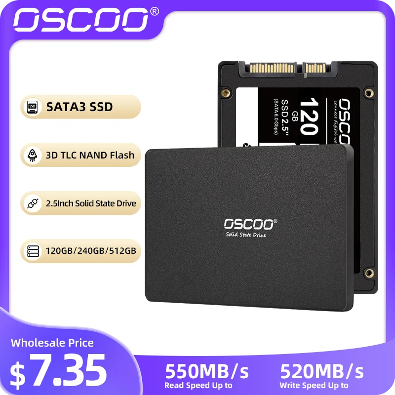 OSCOO Original SSD 120GB 240GB 2.5-Inch Solid State Drive 3D TLC NAND Flash SATA3 SSD For Laptop Desktop Wholesale SSD Hard Disk