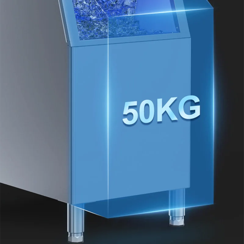 Mesin Pembuat Es Komersial 250KG/Hari dengan Tempat Penyimpanan Besar 50KG, Pembuat Es Baja Tahan Karat 845WS Pembersihan Mandiri Otomatis