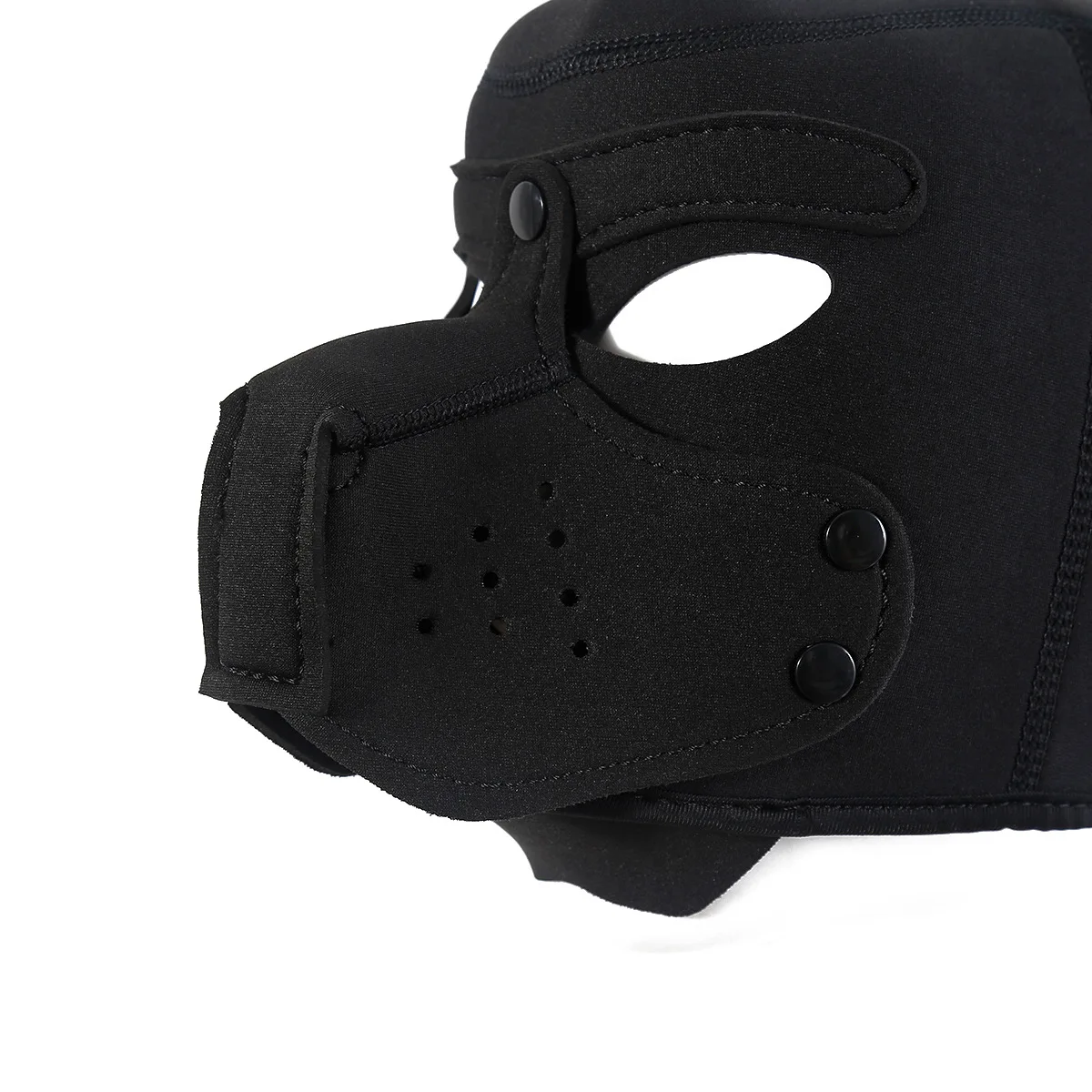 اللاتكس فتح الفم ثقب الكلب القبعات كامل الوجه الوثن قناع هود مع طوق لجميع القديسين دمية اللعب حزب الرجال النساء مثير زي