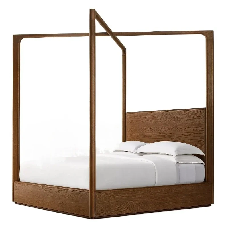 

Nordic American shelf antique modern solid wood four-poster bed hotel inn characteristic home double bed
