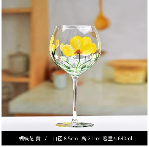 Verres à Vin Cristal Peints à La Main - Lot Créatif Pour Vin Rouge, Champagne Et Cocktails