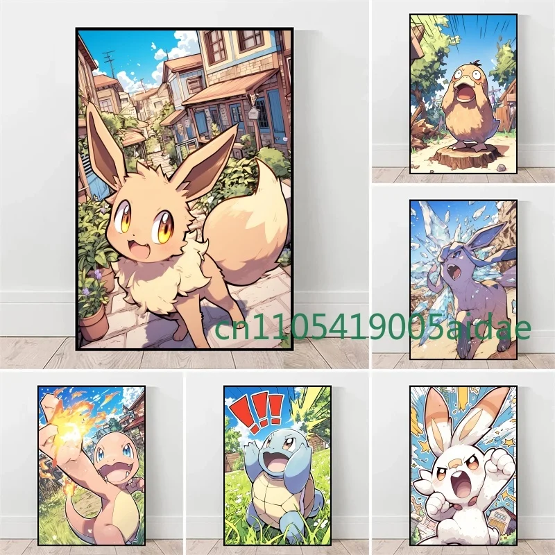 

Classic Pokemon Anime Figures HD Charizard Bulbasaur Squirtle Charmander Artwork Poster Canvas Painting Wall Art Home Room Decor