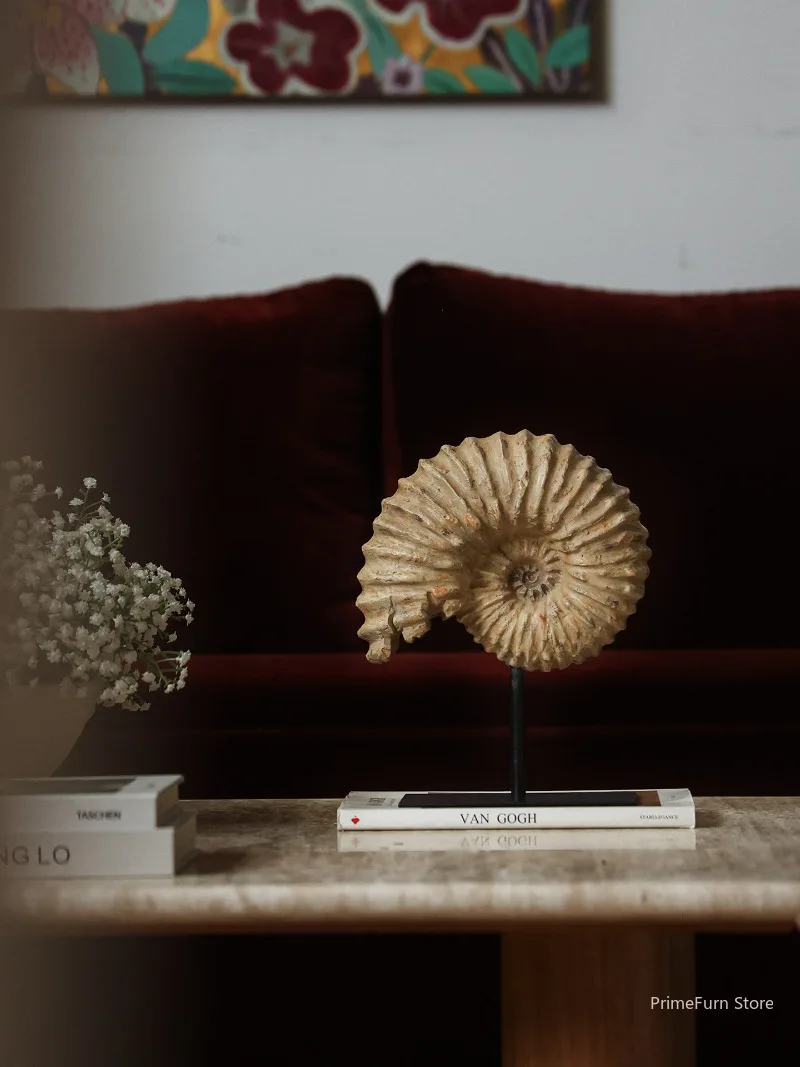 Vintage Replica Ammonite Fossil Shell Sculpture Entryway Desktop Living Room Decor