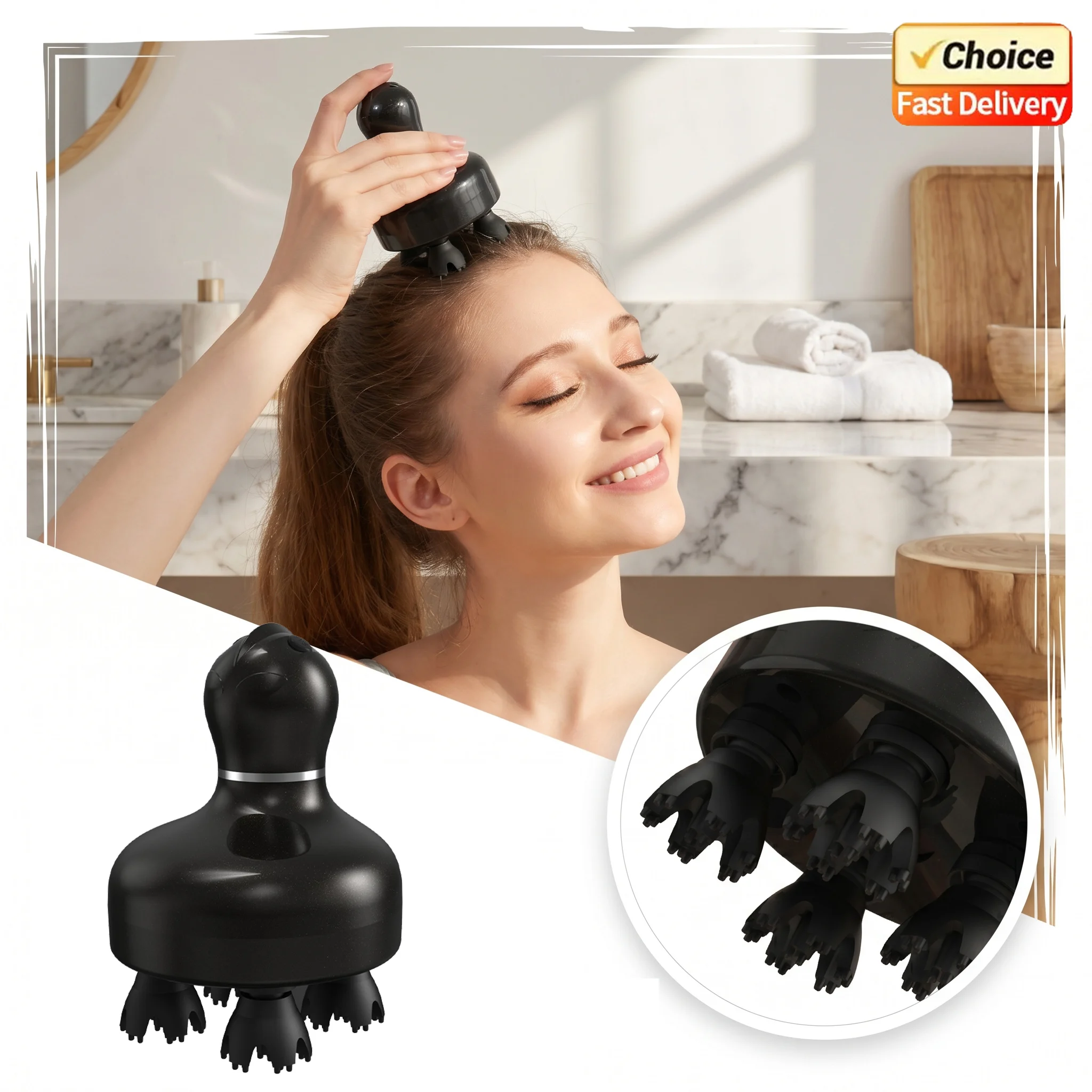 

Electric Silicone Scalp Massager Vibration Kneading Head Massager Waterproof Handheld Hair Growth Stimulator Relaxation Tool