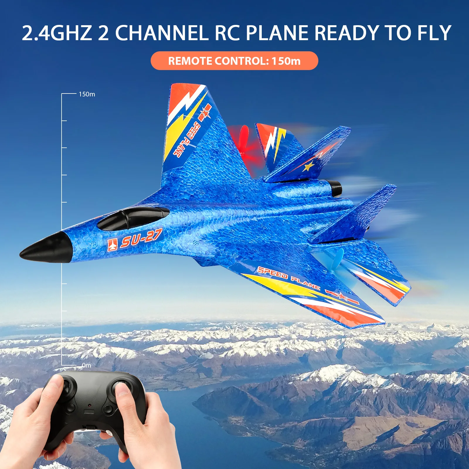 ANTSIR SU27 RC Plane 2.4G 2CH Remote Control Glider With LED Lights EPP Foam Hand Throwing Airplane Outdoor Boys Toys