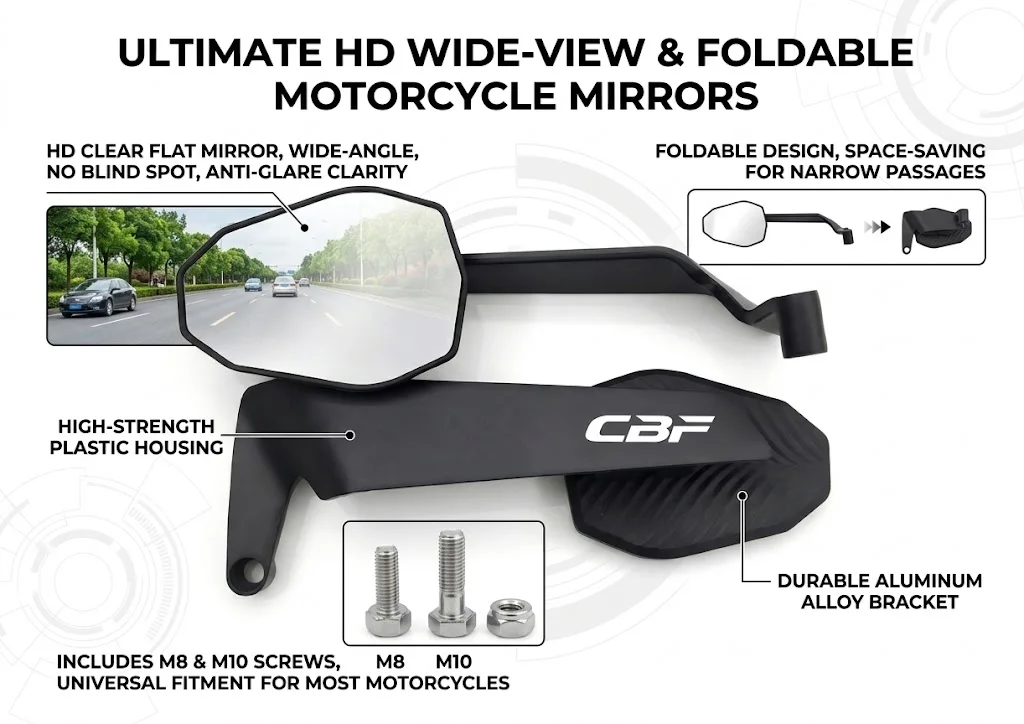

Modified Wind Wing Motorcycle Side Rearview Mirrors Accessorie For CBF 600 CBF1000 CBF 125 150 250 500 SA CBF250 CBF500 CBF125