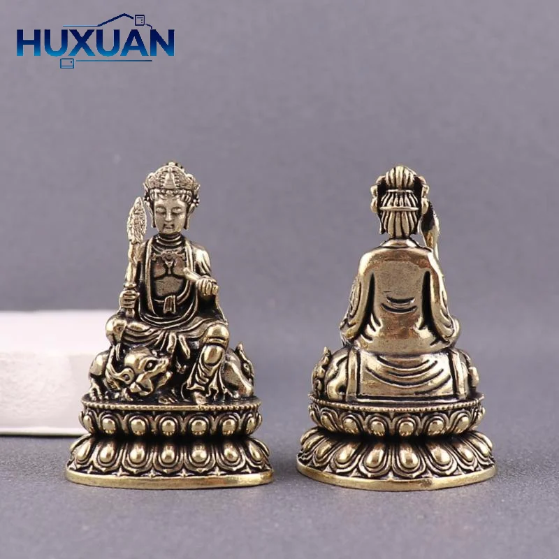 Brass Sakyamuni Figurines Miniatures Desktop Ornament Antique Copper Dharma Master Statue Decorations