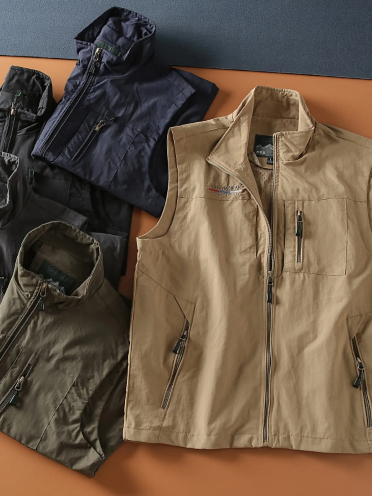 

Outdoor Functional Wind-Treated Fabric Men's Collared Multi-ket Casual Vest Svel Jaet Trendy American Leisure