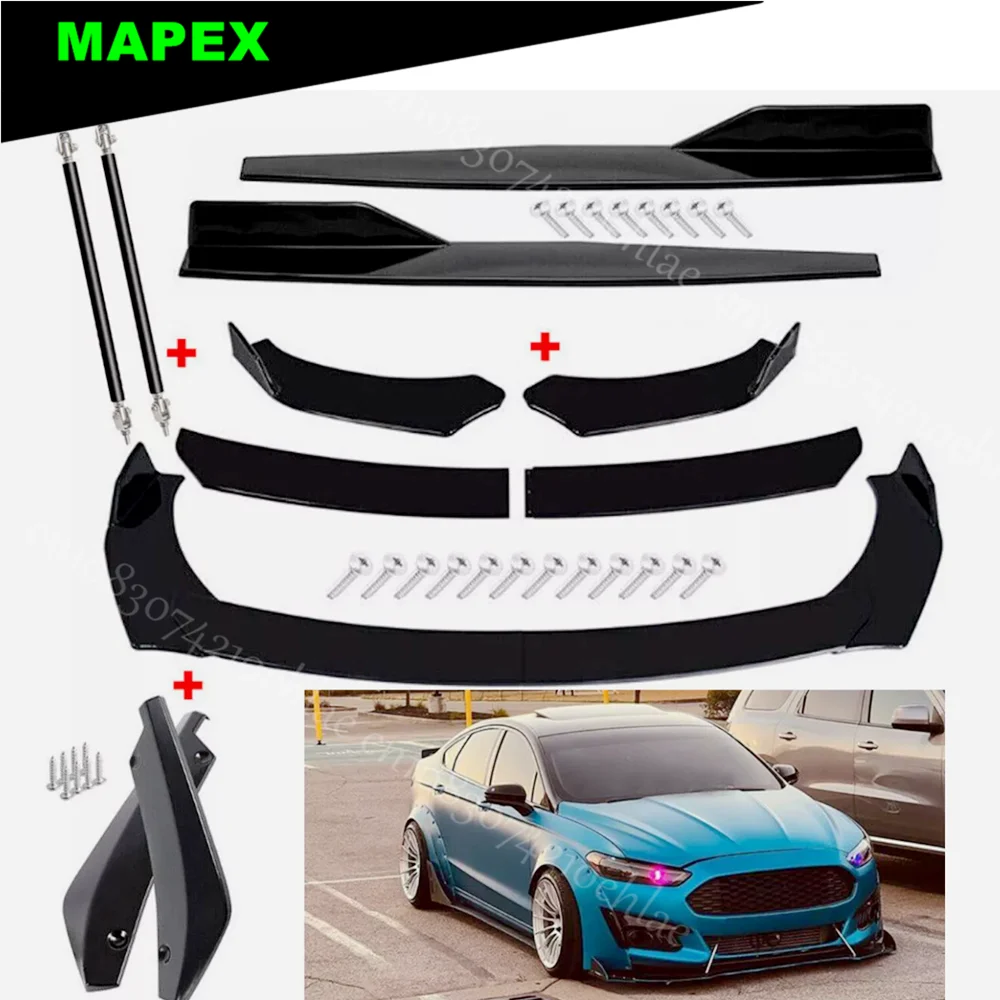 

For Ford Fusion SE Front Bumper Lip Chin Spoiler Body Kit Splitter Side Skirt Glossy Black