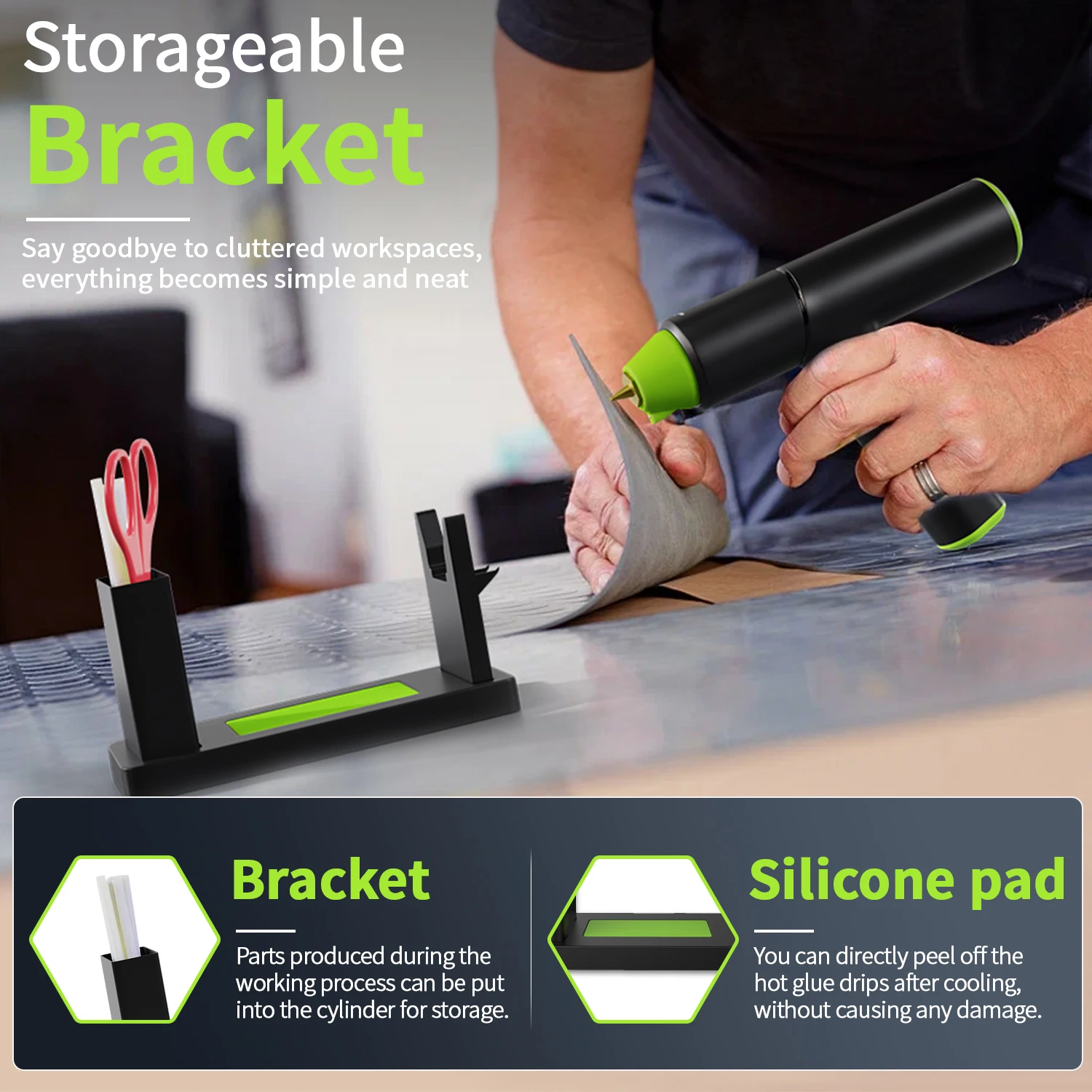 ปืนยิงกาวไฟฟ้าไร้สาย10W ใช้ในครัวเรือนปืนยิงกาวร้อนละลายขนาด7มม. อุปกรณ์ซ่อมแบบใช้ความร้อน