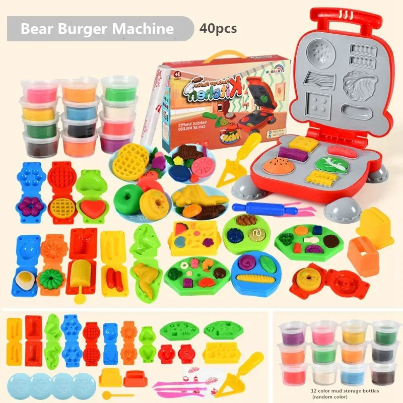 Colorful Plasticine Making Toys Creative DIY Handmade Mold Tool Ice Cream Noodles Machine Kids Play House Toys Colored Clay Gift