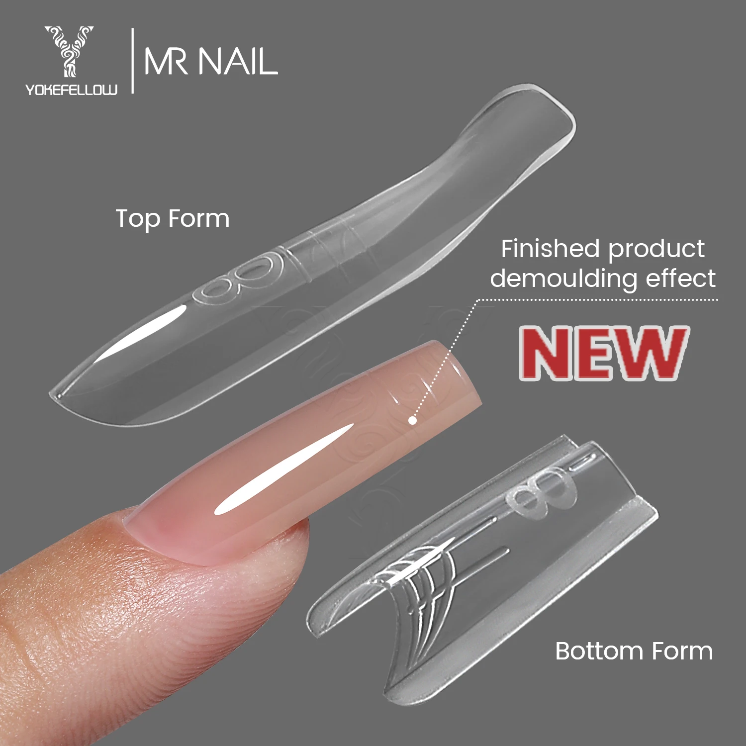 NEW YOKEFELLOW & MR NAIL Sandwich Nail Form 240pcs 15size Square Nail Extensions Top & Bottom Form Set for Quick Nail Extensions