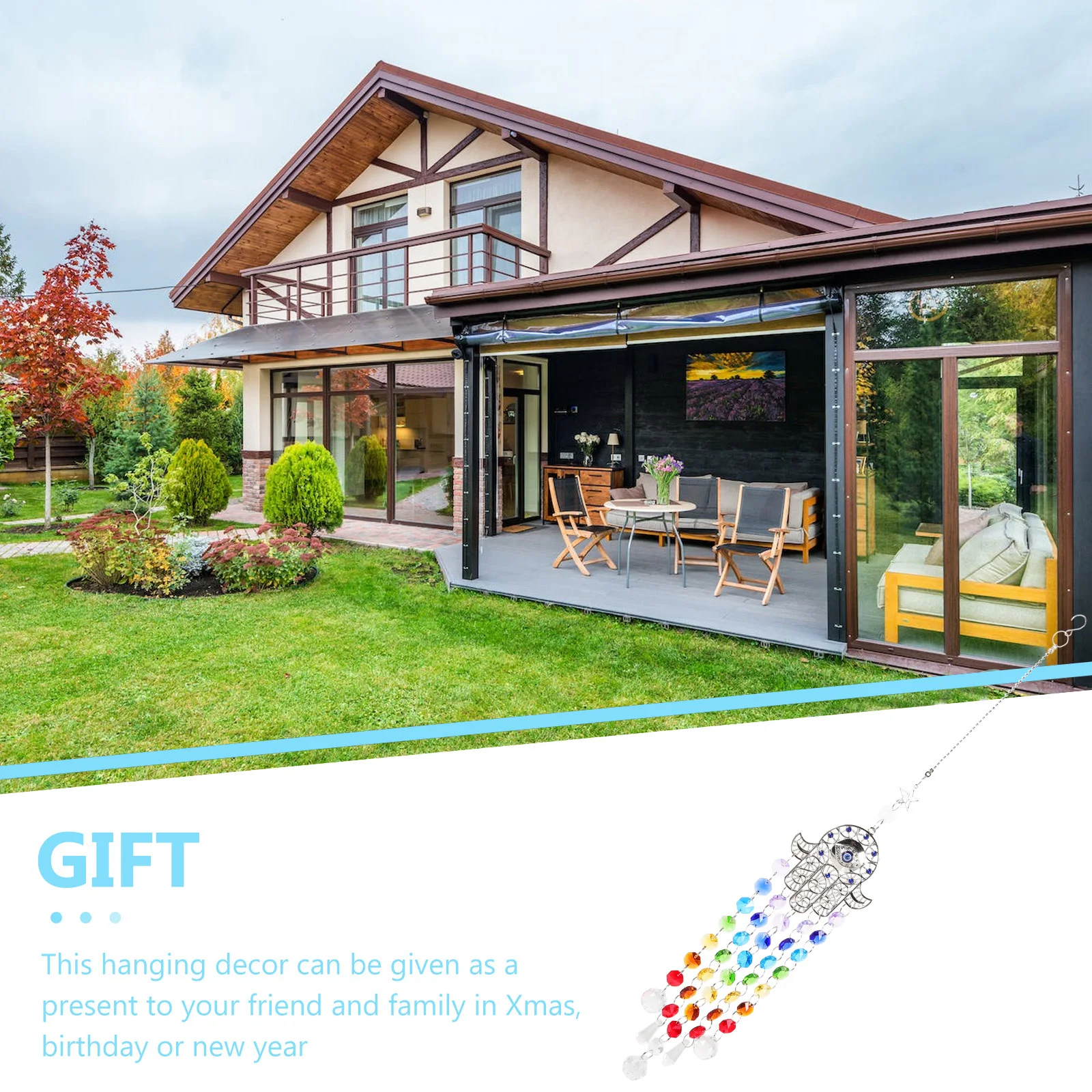 

Evil Eye Crystal Hanging Ornament Lightweight for Window Garden Home Rainbow Suncatcher Decor Sun Catchers Hanging Crystals