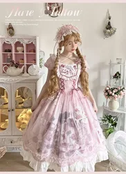 MGOGO Lolita Dreamy Girl's House Sweet Lolita OP Dress Women Vintage Printed Doll Short Sleeve Princess Elegant Party Dresses