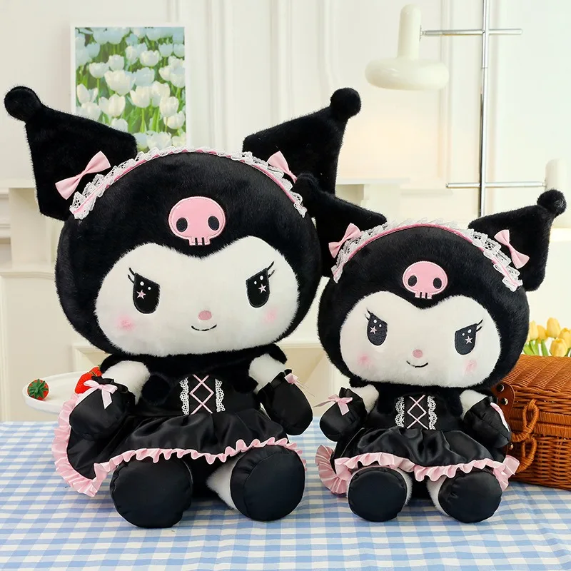 

Sanrio милая плюшевая игрушка Kuromi 60 см, мультяшная черная юбка, униформа Kuromi, супермягкая диван, Подушка для сна